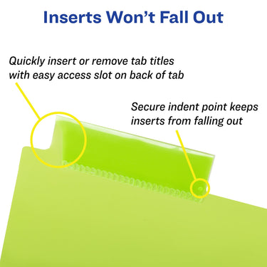 Avery Dividers for 3 Ring Binders, 5 Tab Binder Dividers, Plastic Binder Dividers with Pockets, Insertable Big Tabs, Multicolor, Works with Sheet Protectors, 1 Set (11902) 5 Tabs